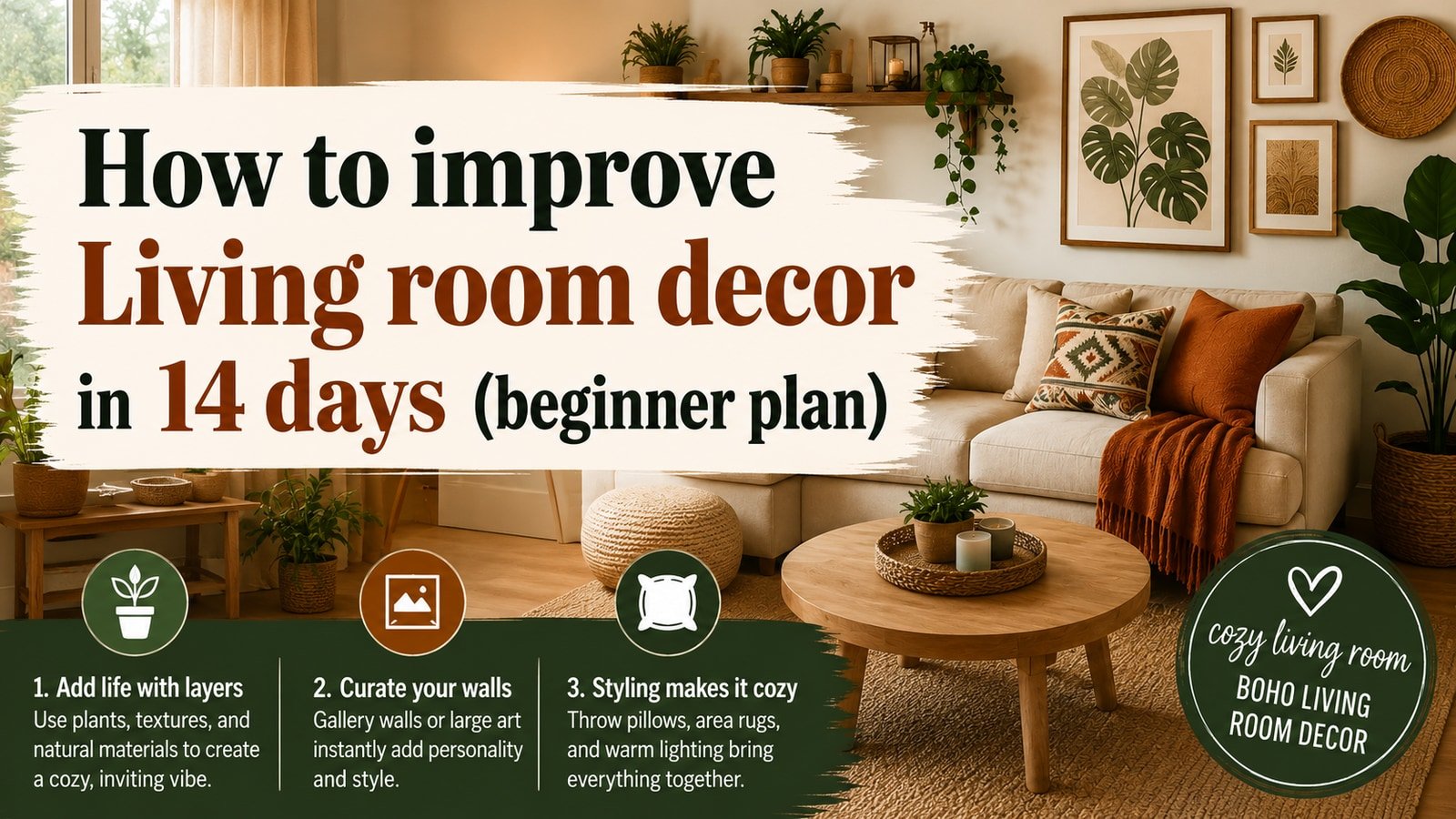 How to improve Living room decor in 14 days (beginner plan)