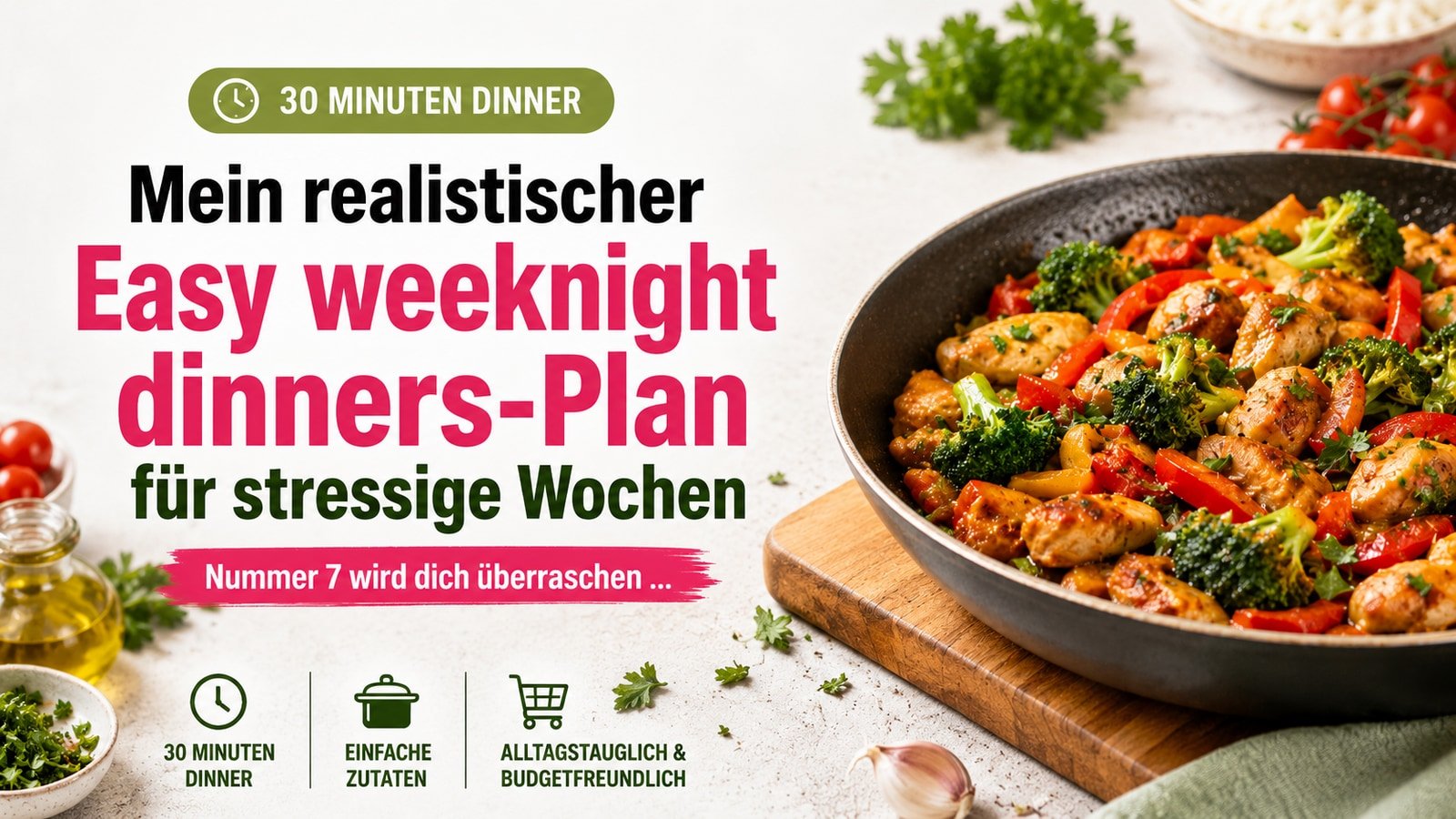 Mein realistischer Easy weeknight dinners-Plan für stressige Wochen